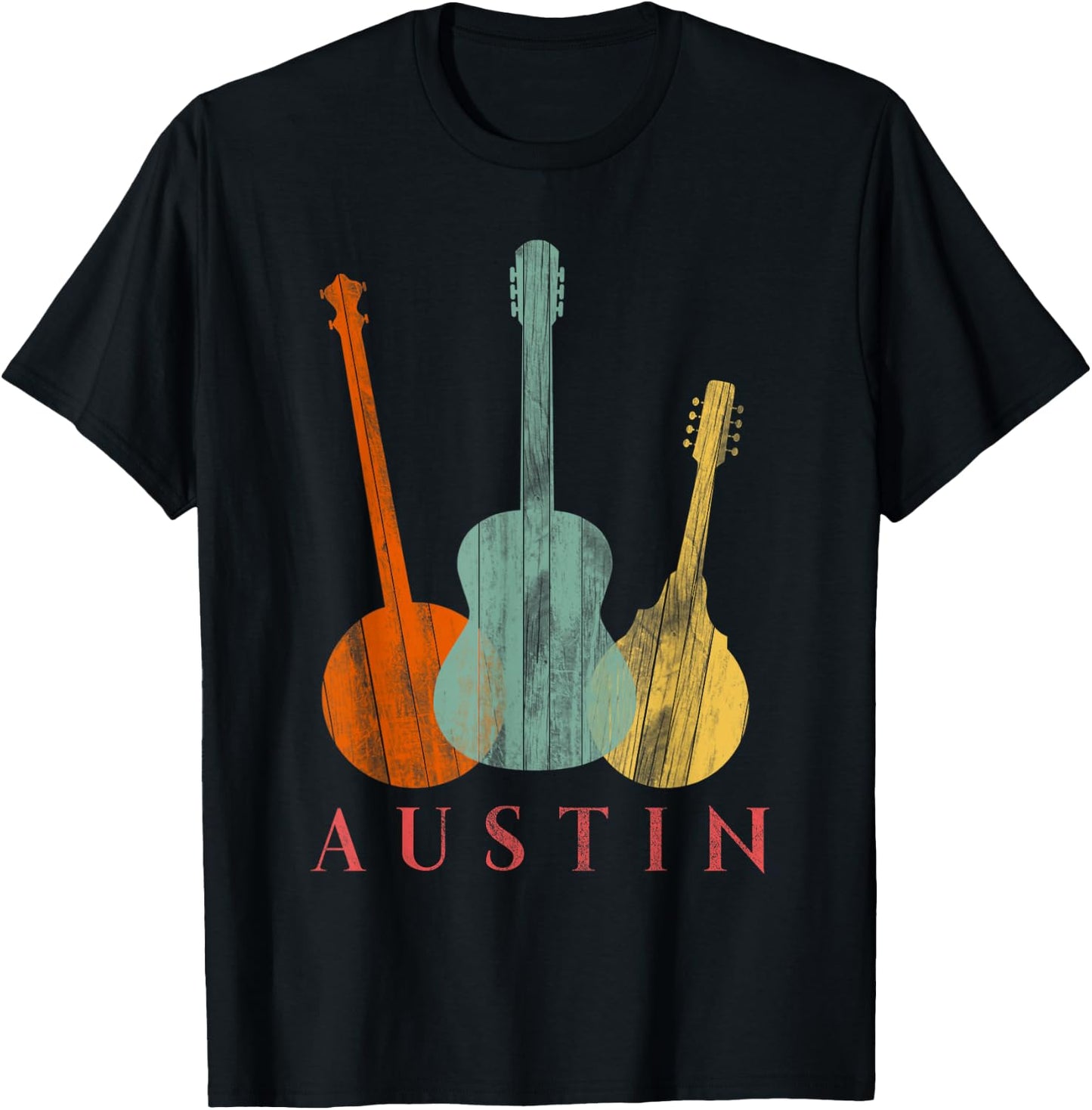 Austin Texas - Distressed Music Small T-Shirt - T-Shirt | Black
