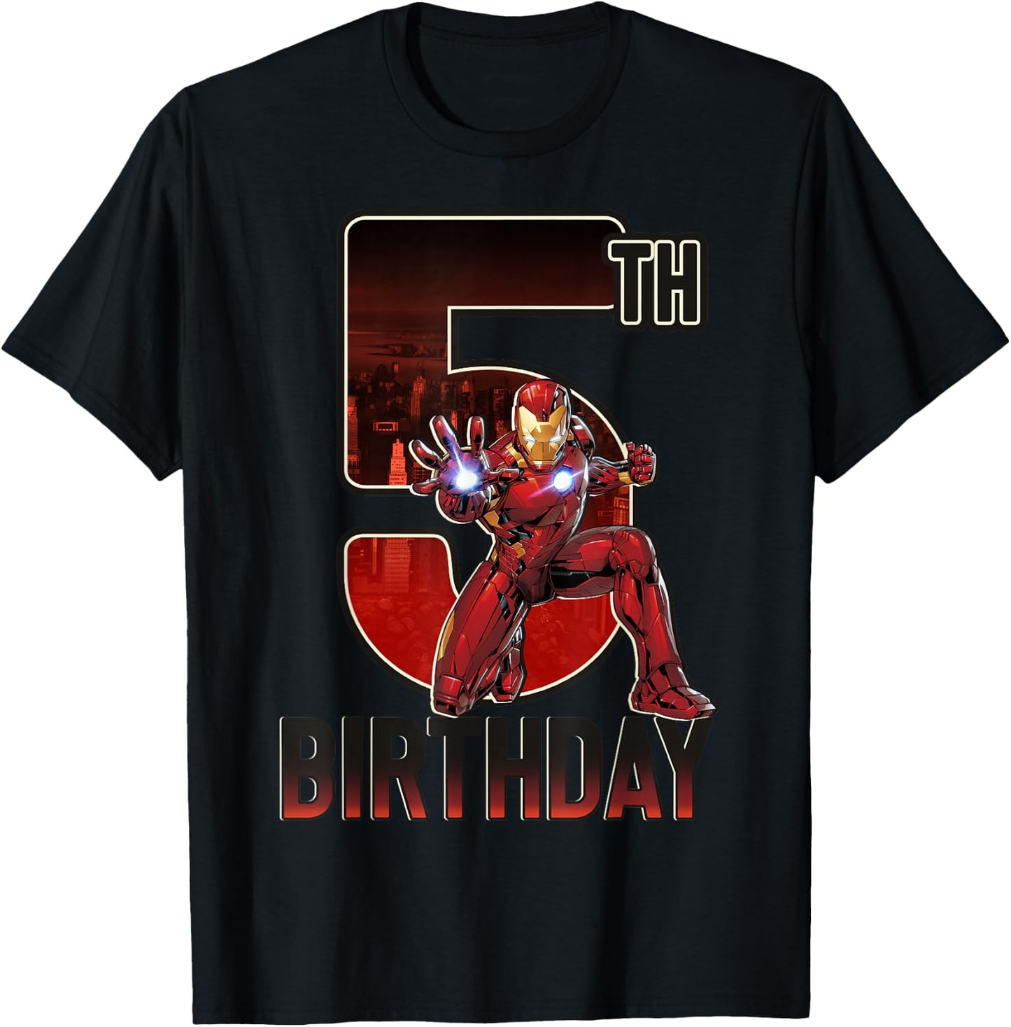 Marvel Iron Man 5th Birthday Action Pose Graphic T-Shirt - T-Shirt | Black