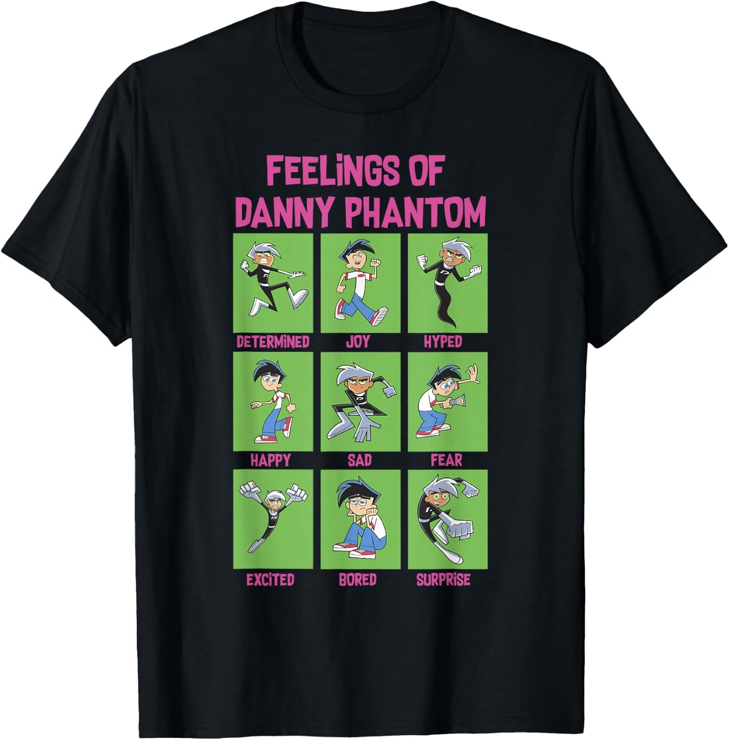Danny Phantom The Feelings Of Danny Phantom Portrait Grid T-Shirt - T-Shirt | Black
