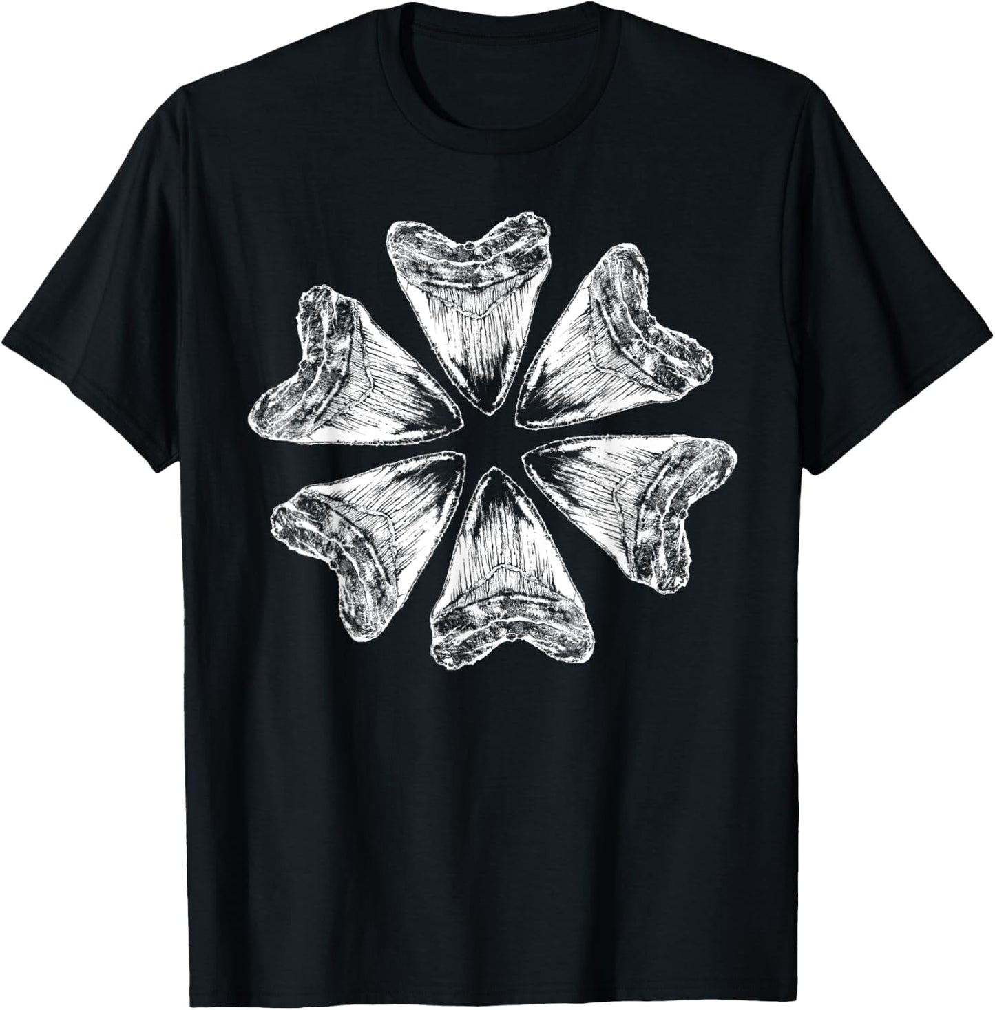 Megalodon fossil teeth T-Shirt - T-Shirt | Black
