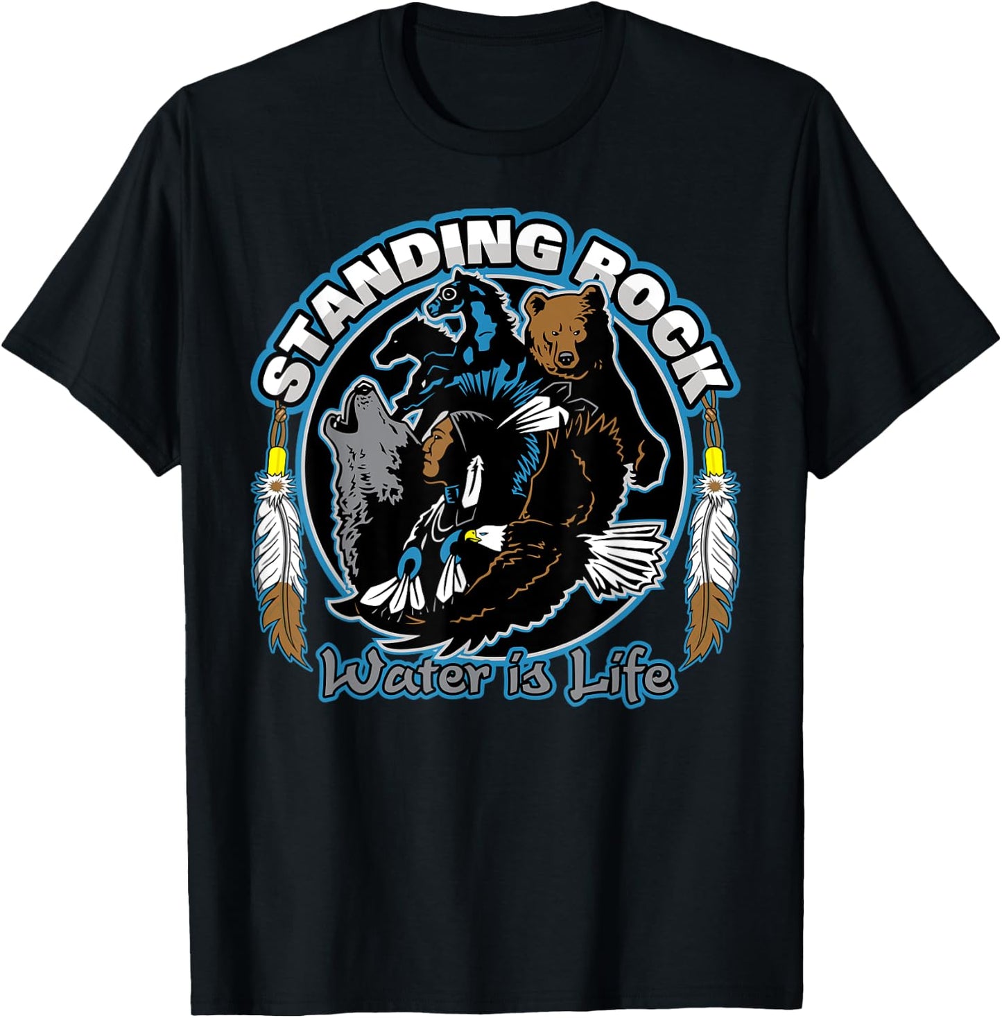 Standing Rock Water is Life No DAPL All Life T-Shirt - T-Shirt | Black