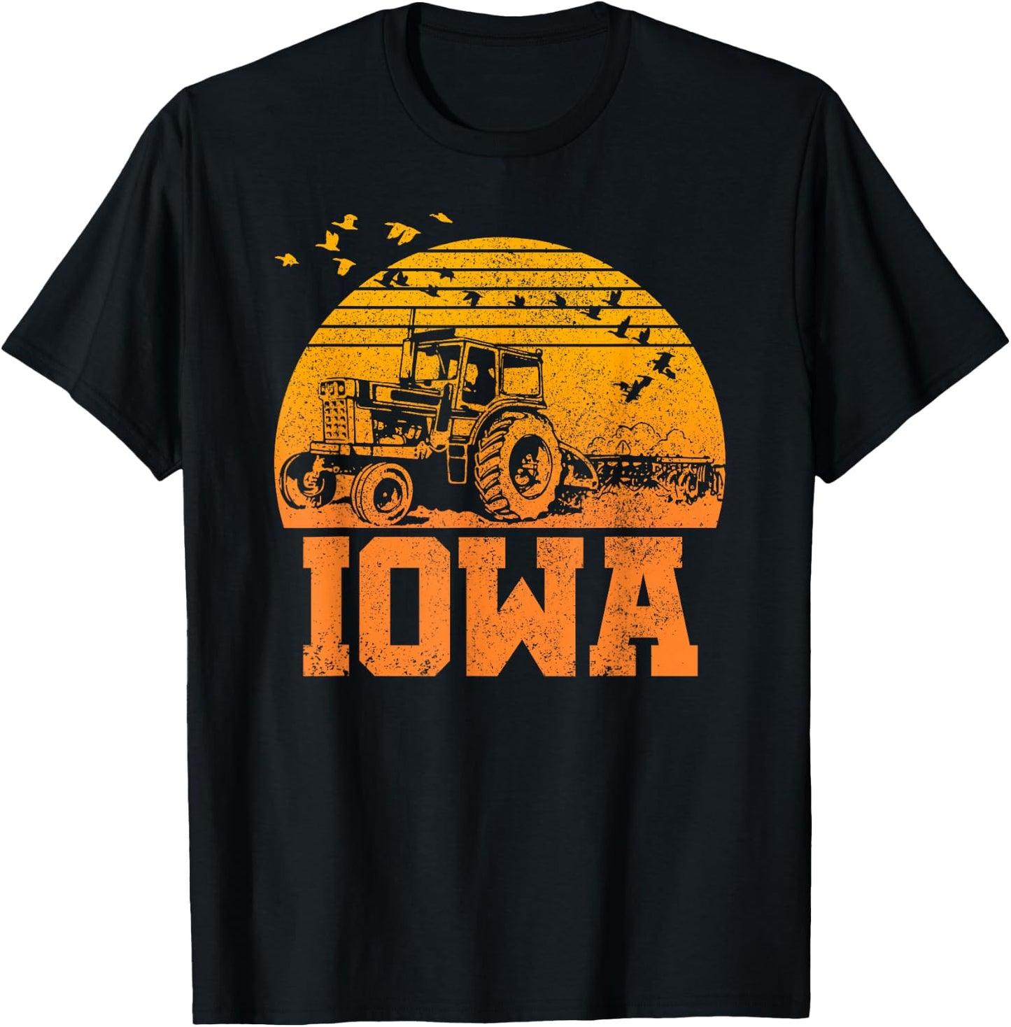 Iowa - Vintage Retro Tractor Farmer Shirt Gift T-Shirt - T-Shirt | Black