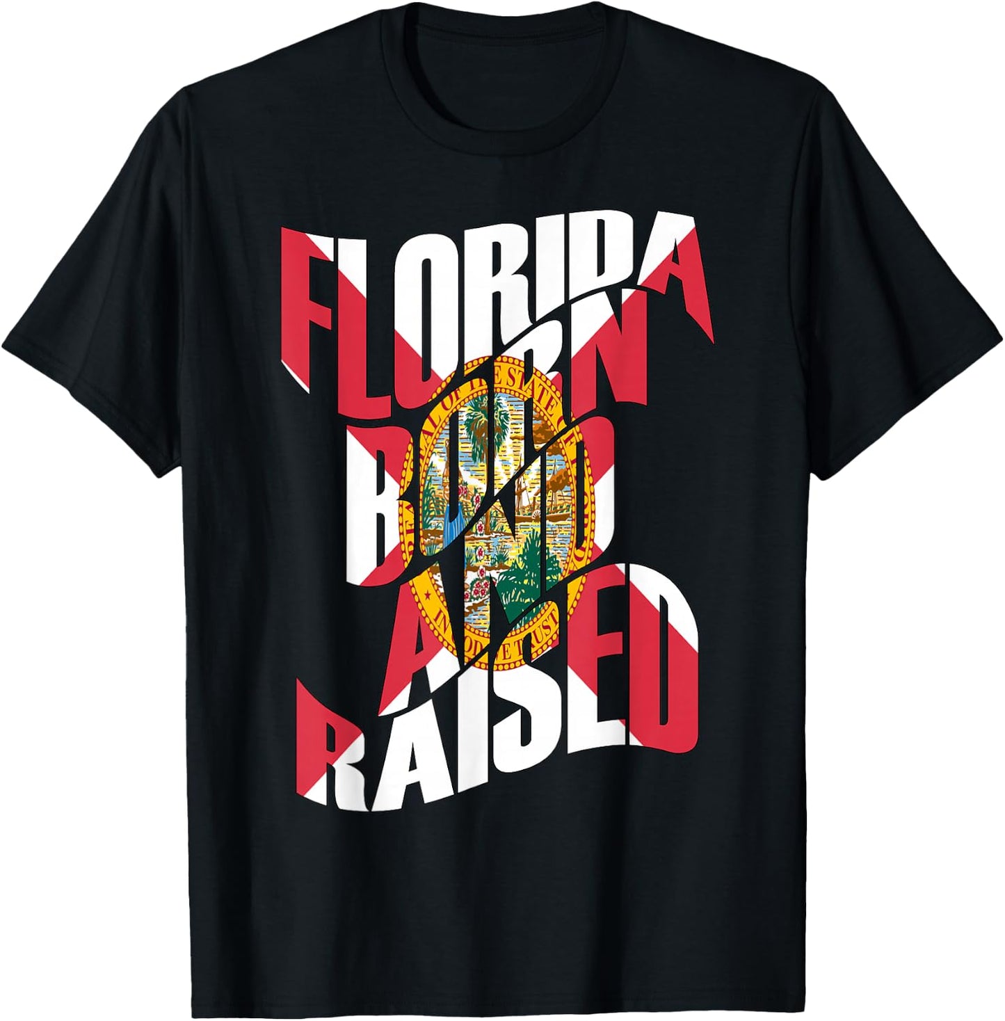 Florida Born and Raised Florida State Flag T-Shirt - T-Shirt | Black