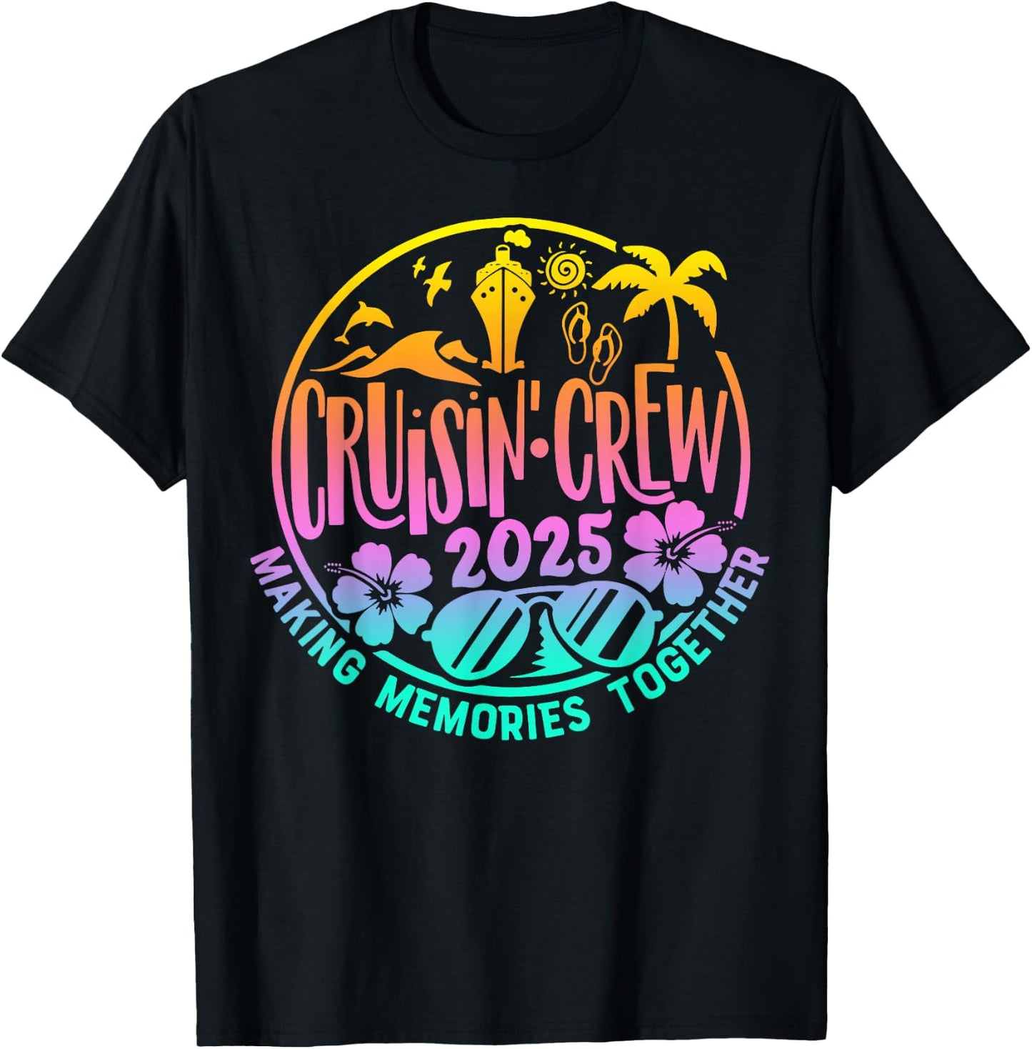 Cruisin' Crew 2025 Family Friends Vacation Matching Group T-Shirt - T-Shirt | Black