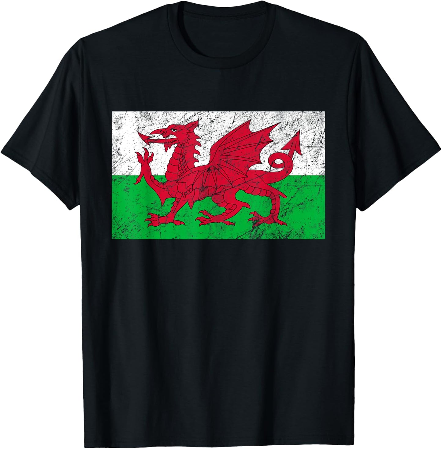 Wales Dragon Flag Welsh Retro Cymru Medieval T-Shirt - T-Shirt | Black