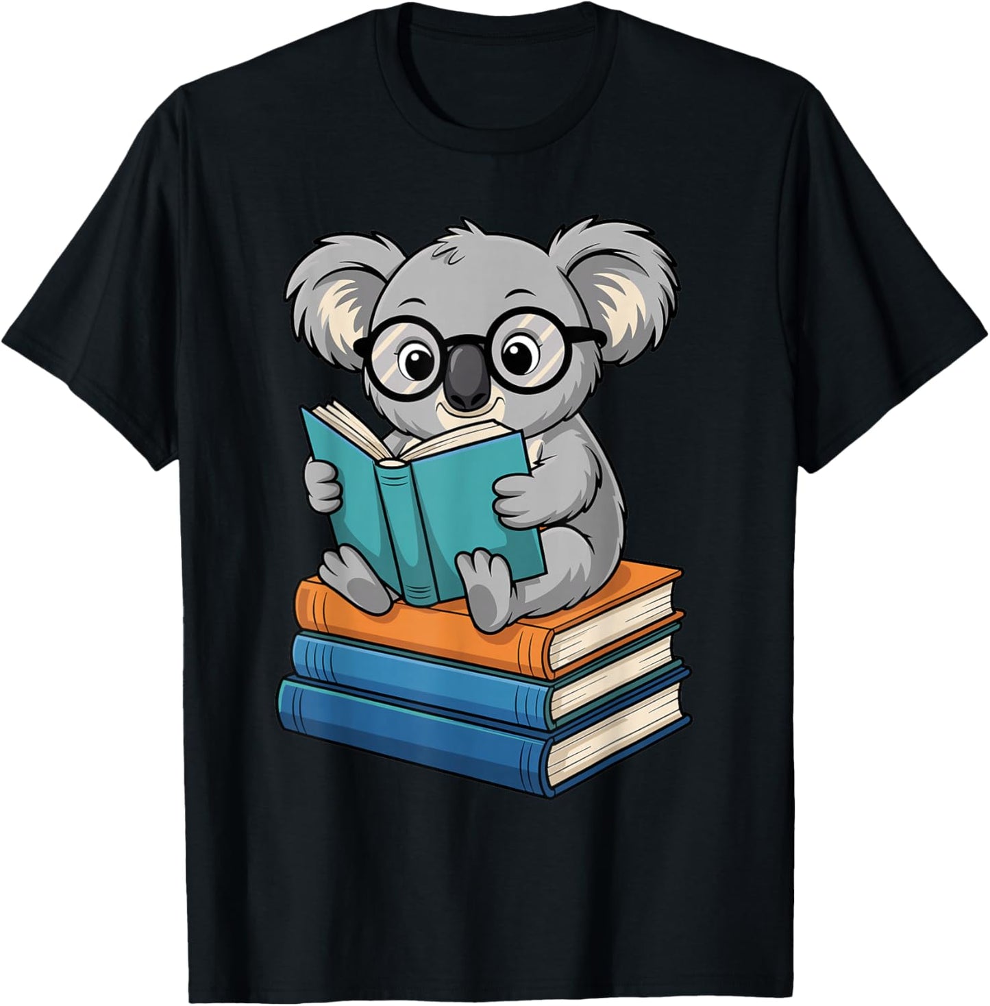 Koala Reading Book Glasses Funny Bookworm Librarian T-Shirt - T-Shirt | Black
