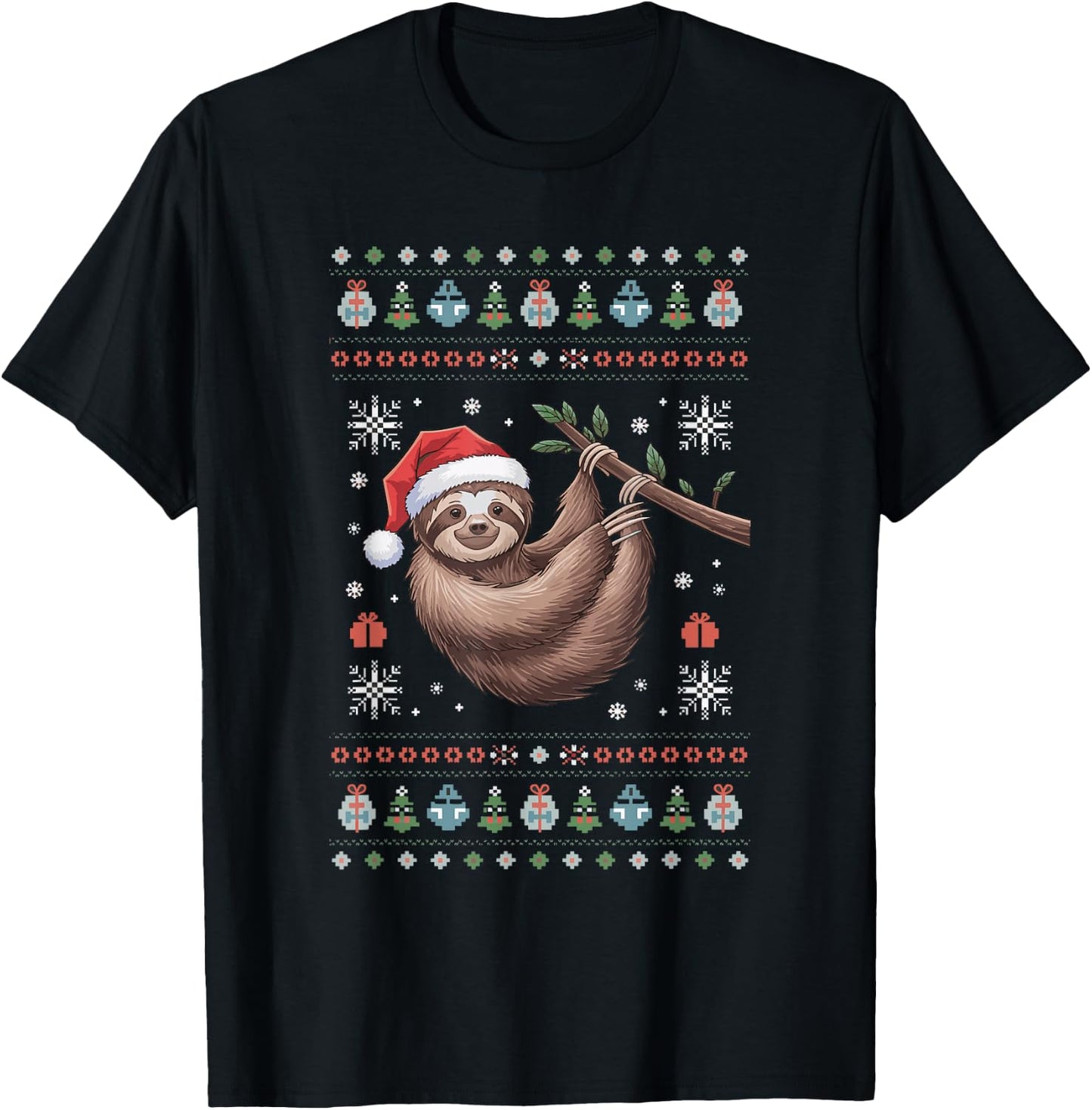 Sloth Ugly Christmas T-Shirt - T-Shirt | Black