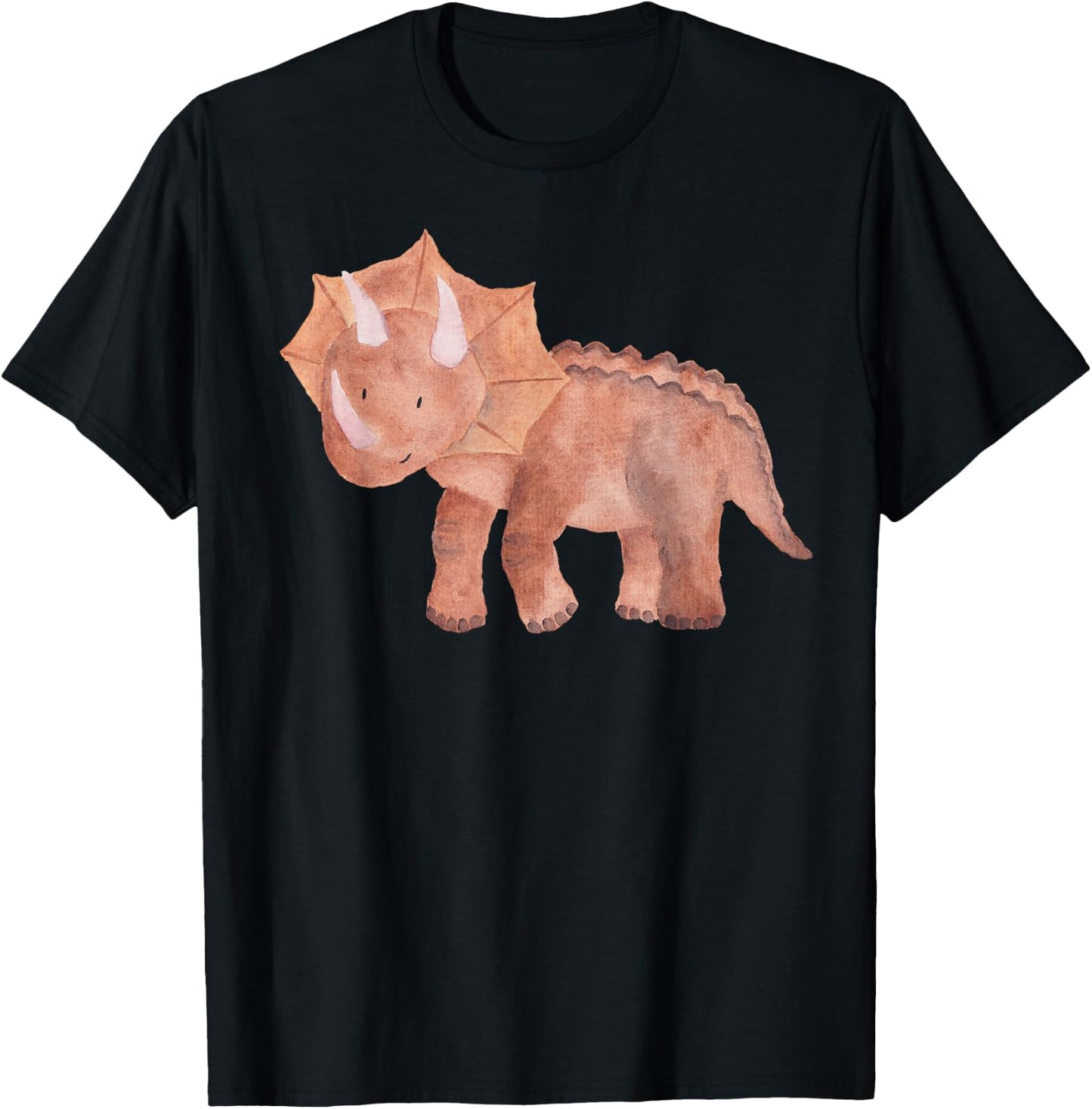 Cute Watercolor Triceratops | Unique Dinosaur & Gift T-Shirt - T-Shirt | Black