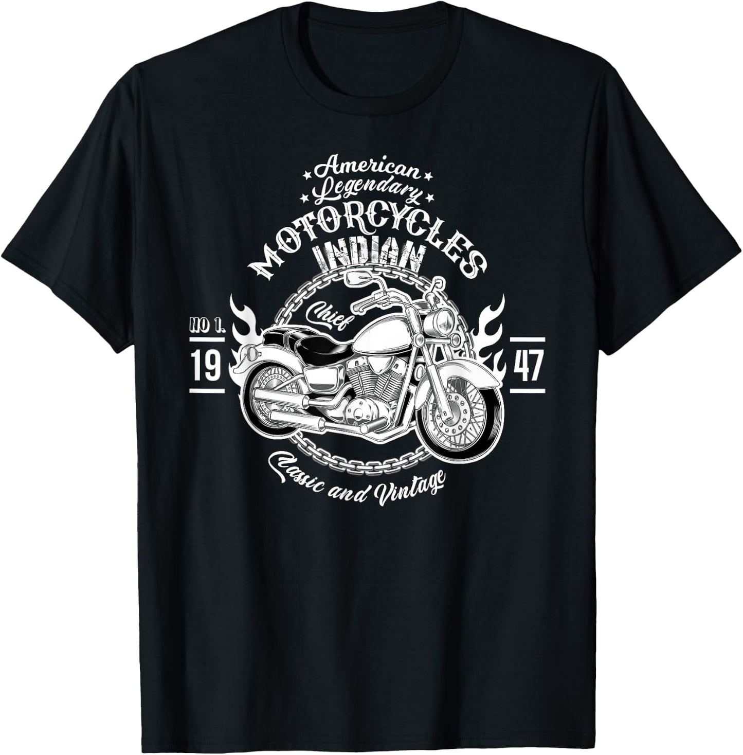 American Motorcycle Indian Bikers Vintage Retro Riders Gift T-Shirt - T-Shirt | Black