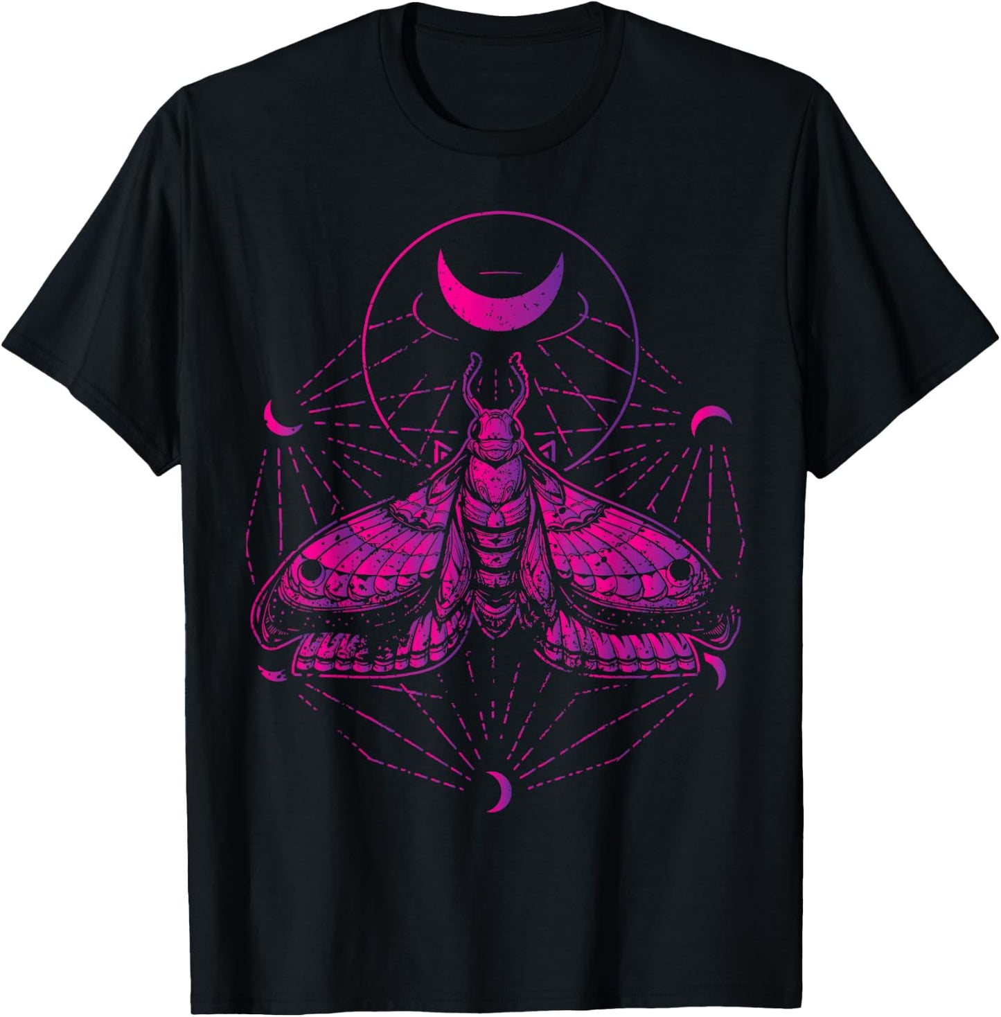 Goth Moth And Crescent Moon Creepy Gift Goths T-Shirt - T-Shirt | Black