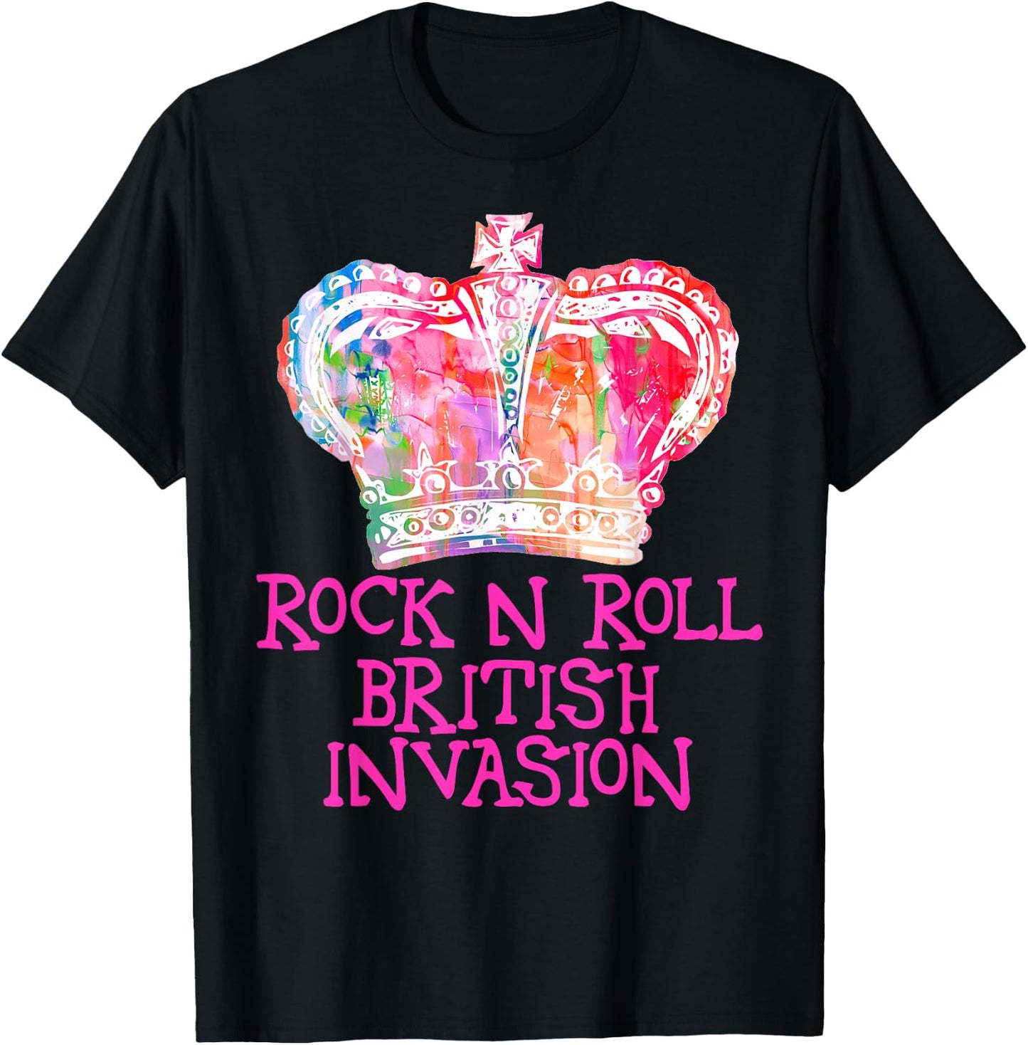 Rock N Roll Music British Invasion Crown Shirt T-Shirt - T-Shirt | Black