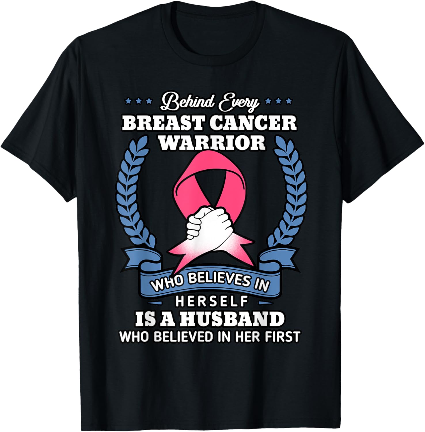 Husband Of A Warrior Breast Cancer Shirt Fight Chemo Gift T-Shirt - T-Shirt | Black