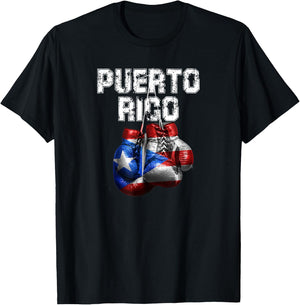 Puerto Rico Pride - Vintage Boxing Gloves T-Shirt - T-Shirt | Black