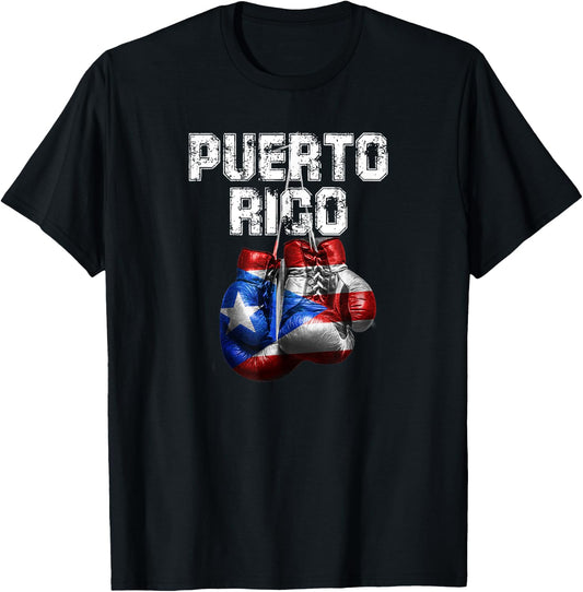 Puerto Rico Pride - Vintage Boxing Gloves T-Shirt - T-Shirt | Black