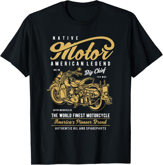 Retro Vintage American Motorcycle Indian for Old Biker Gifts T-Shirt - T-Shirt | Black