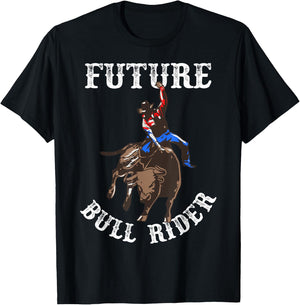 Rodeo Future Bull Rider Bull Riding Mechanical Boys Kids Small T-Shirt - T-Shirt | Black