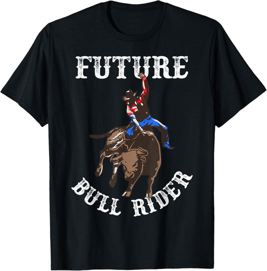 Rodeo Future Bull Rider Bull Riding Mechanical Boys Kids Small T-Shirt - T-Shirt | Black