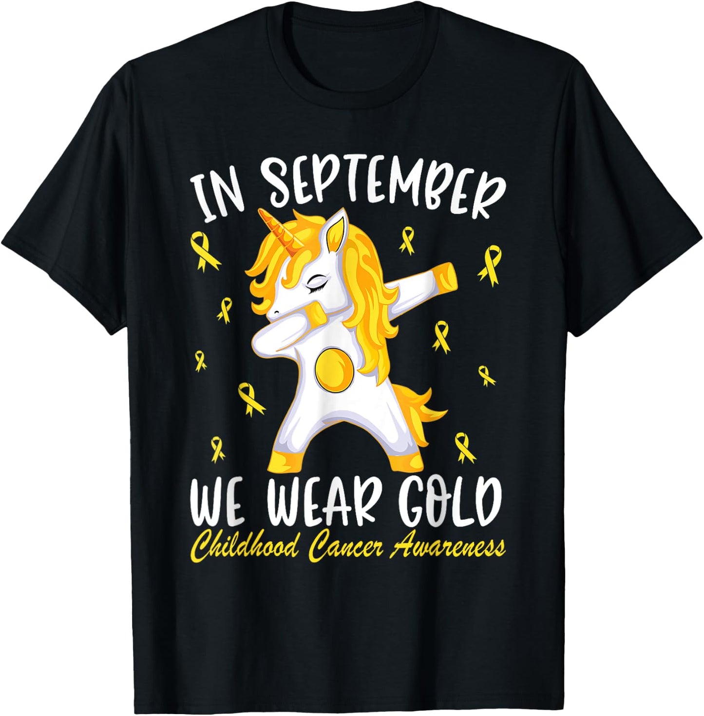 Childhood cancer Shirt In September We Wear Gold T-Shirt - T-Shirt | Black