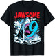 Kids 9th Birthday Shark 9 | Jawsome Nine Year Old Bday Gift T-Shirt - T-Shirt | Black