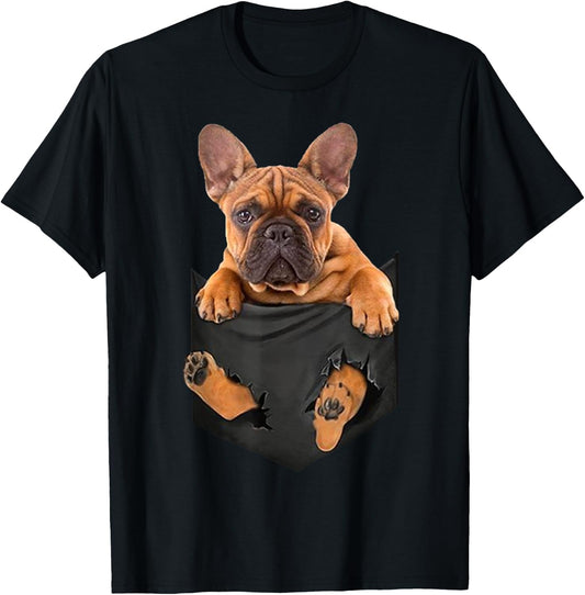 French Bulldog In a Pocket Mid T Shirt, Dog Inside Me T-Shirt - T-Shirt | Black