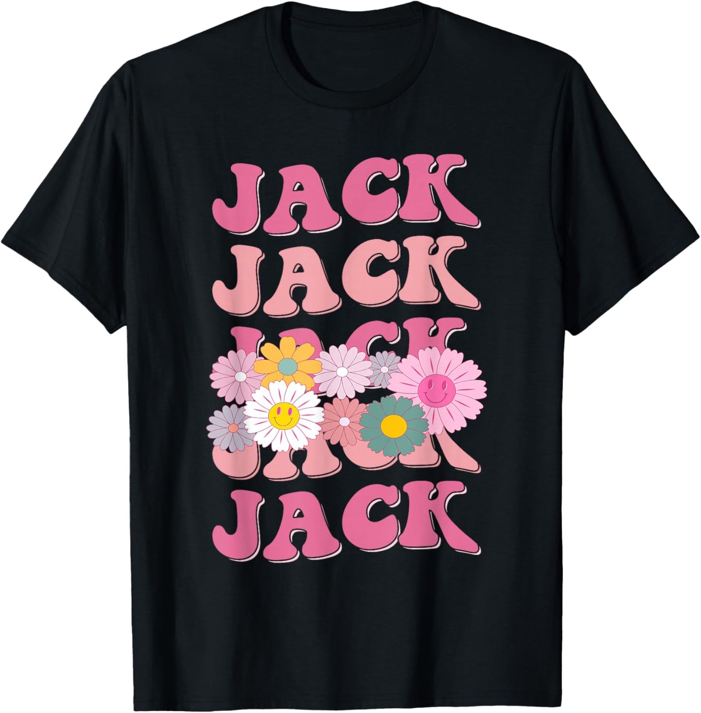Girl Retro Jack First Name Personalized Groovy 80's T-Shirt - T-Shirt | Black