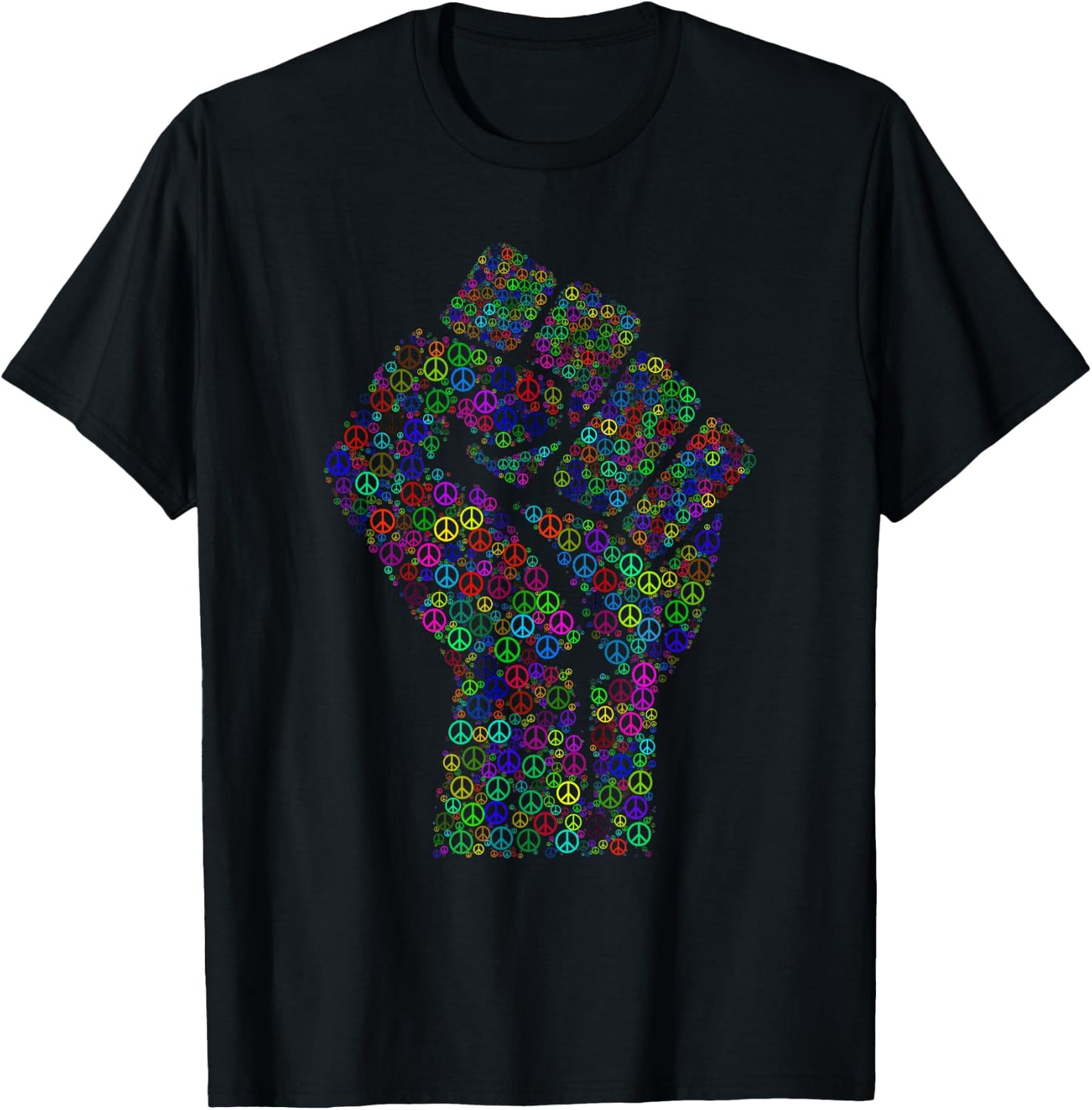 Resist Fist Peace Sign Rainbows Activism Love T-Shirt - T-Shirt | Black