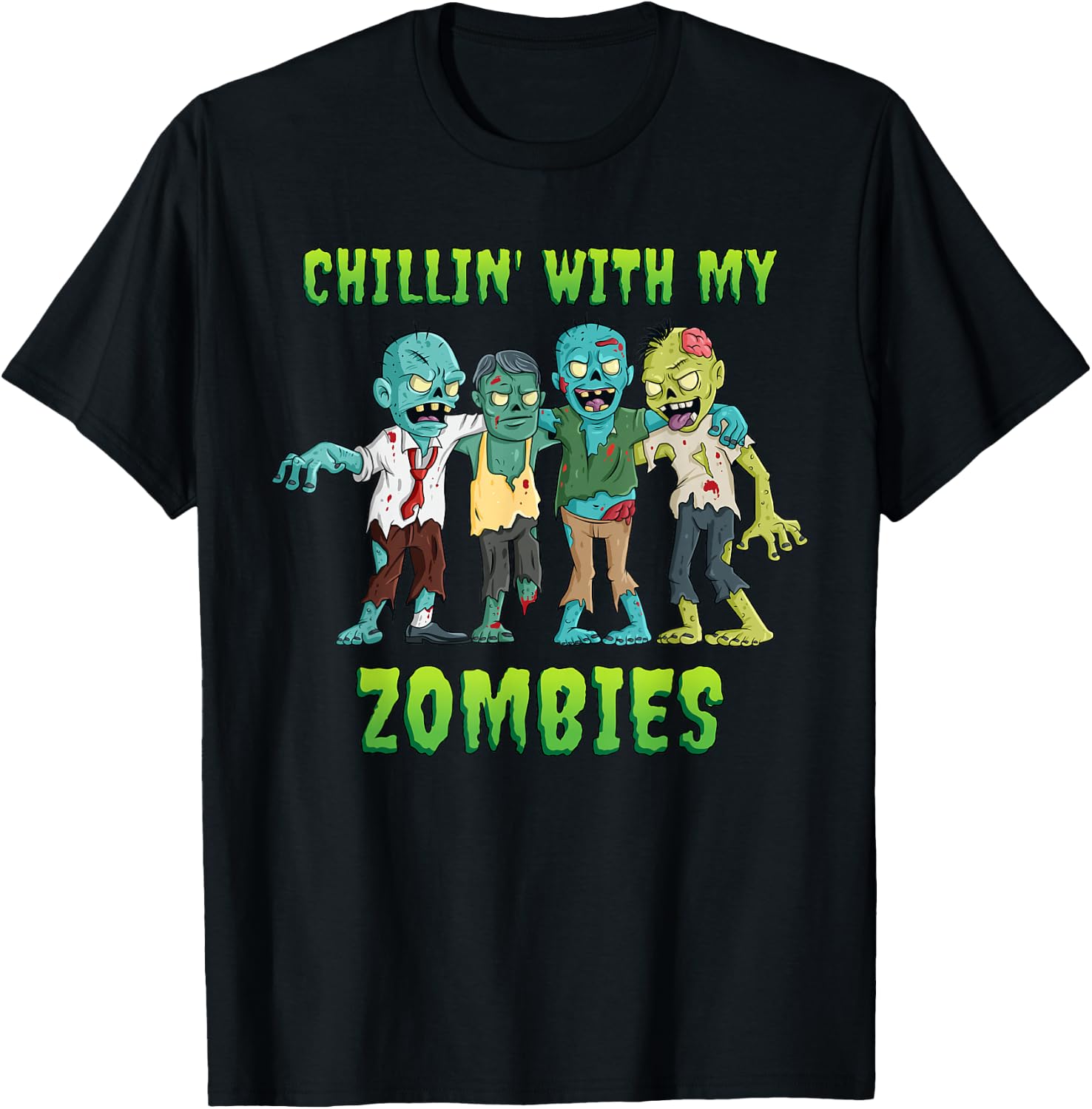 Chillin With My Zombies Halloween Boys Kids Funny T-Shirt - T-Shirt | Black