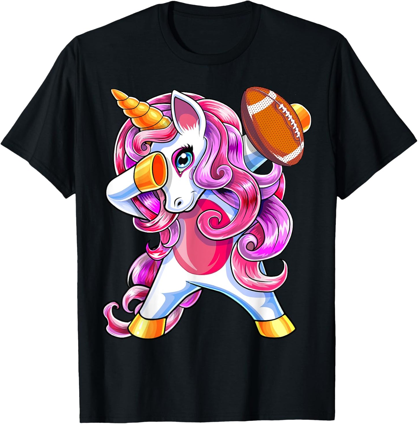 Dabbing Unicorn Football Shirt Unicorn Football Gift Girls T-Shirt - T-Shirt | Black