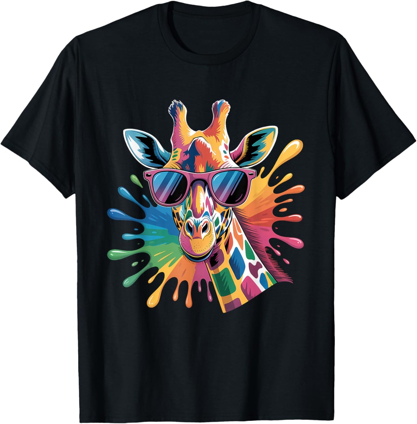 Giraffe Sunglasses Funny Giraffe Lover Safari Animal Animal T-Shirt - T-Shirt | Black