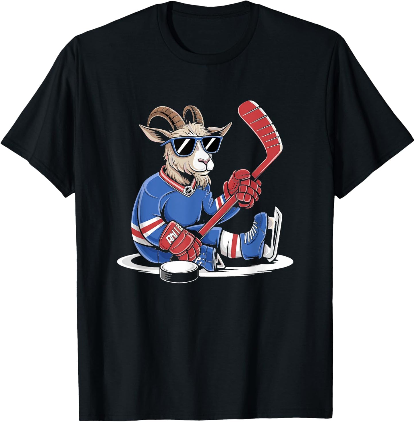 Goat Ice Hockey Goalie Team Player Cool T-Shirt - T-Shirt | Black