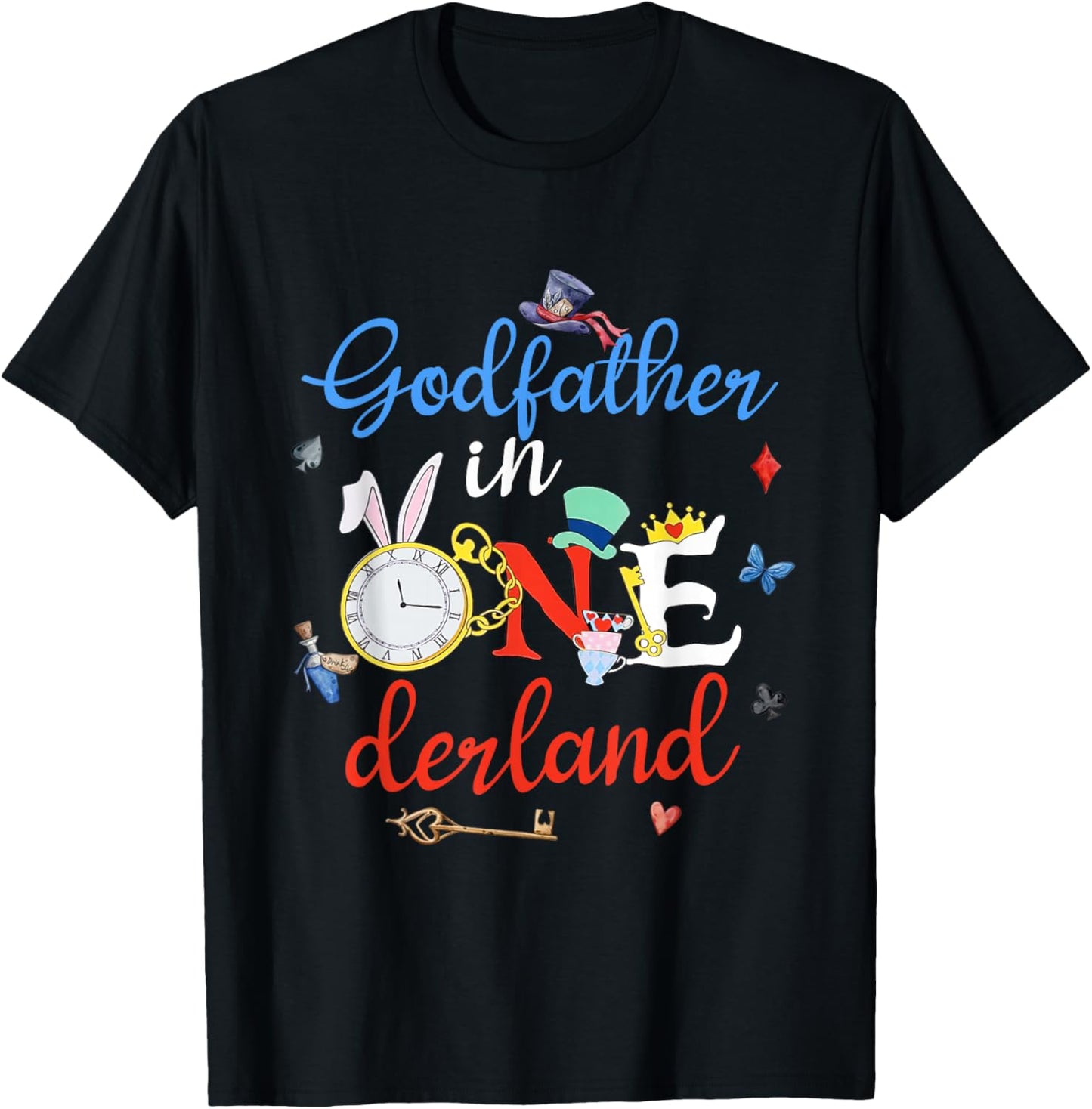 Godfather in ONEderland First Birthday Matching Family 1st T-Shirt - T-Shirt | Black