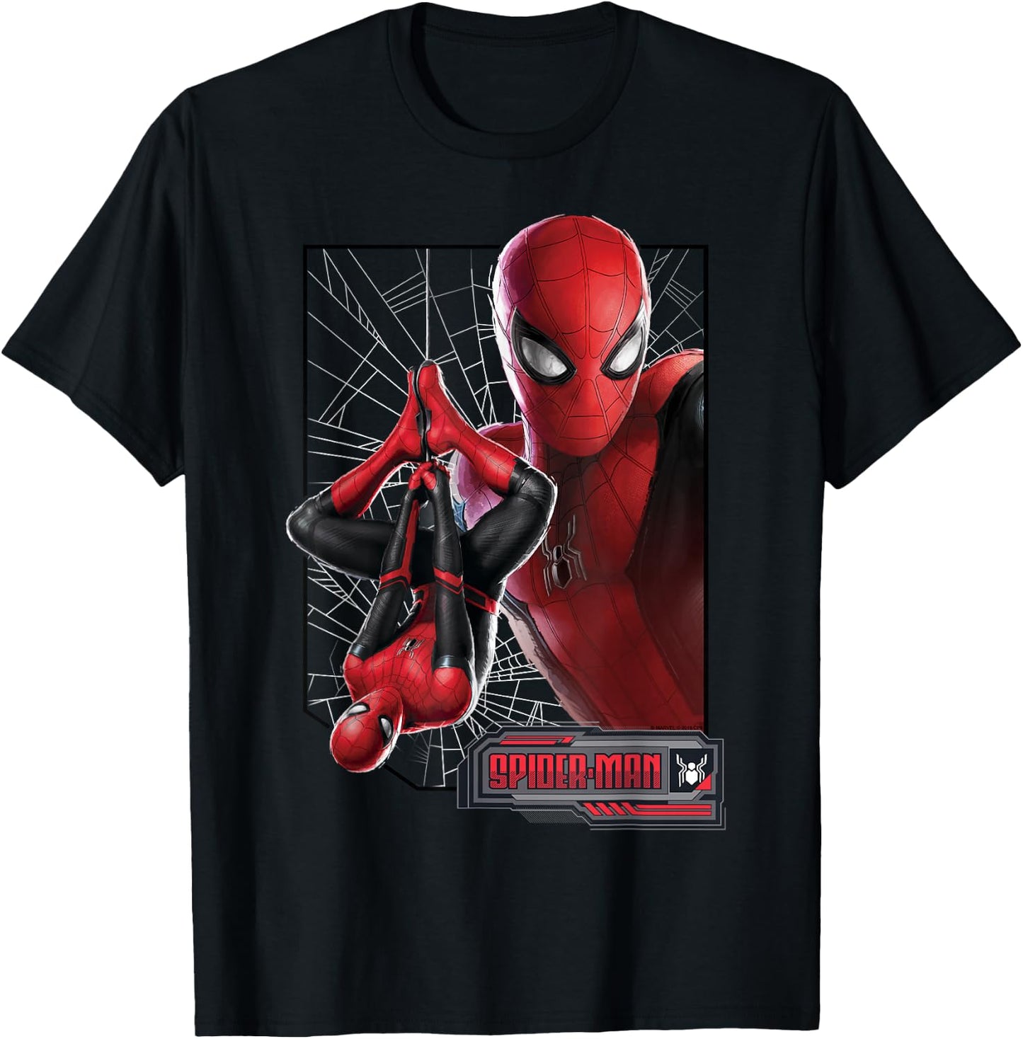 Marvel Spider-Man Far from Home New Suit Logo Poster T-Shirt - T-Shirt | Black