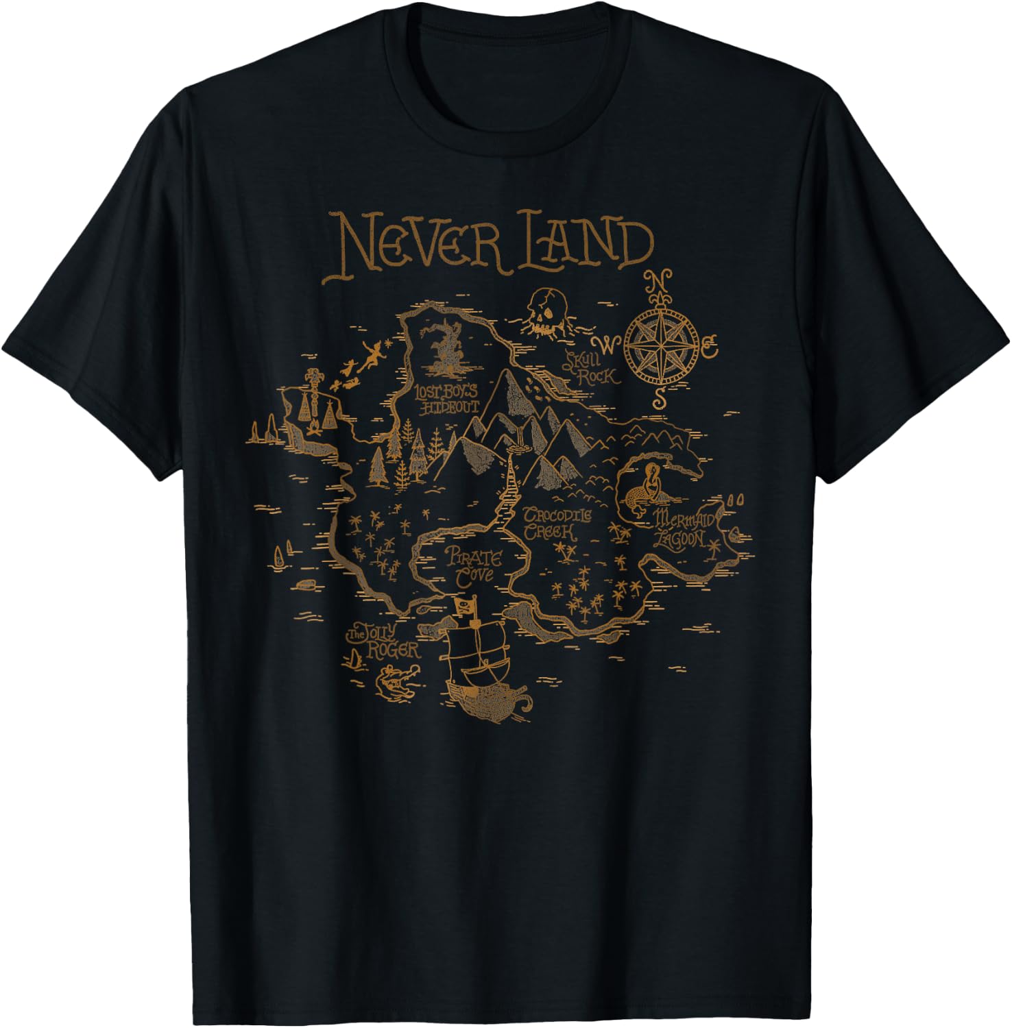 Disney Peter Pan Never Land Map Graphic T-Shirt - T-Shirt | Black