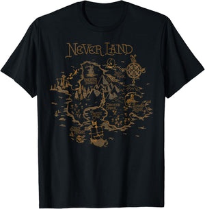 Disney Peter Pan Never Land Map Graphic T-Shirt - T-Shirt | Black