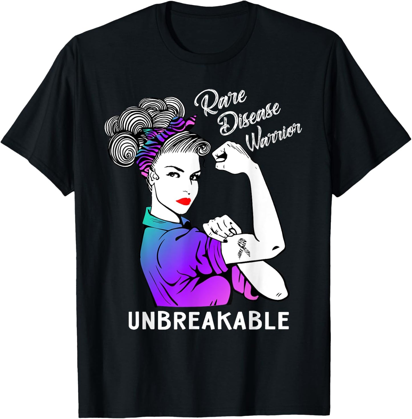 Rare Disease Warrior Unbreakable Awareness Gift T-Shirt - T-Shirt | Black