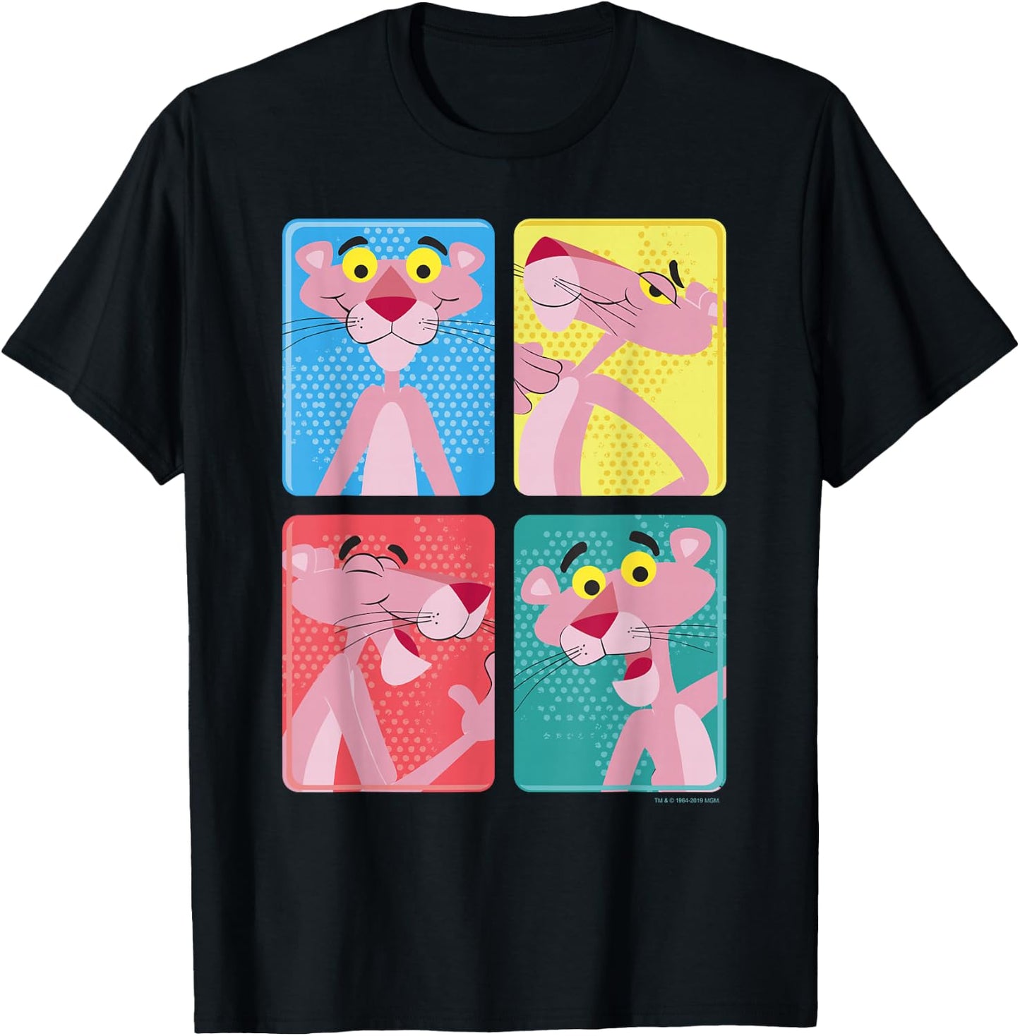 Pink Panther Colorful Portrait Pose Panels T-Shirt - T-Shirt | Black