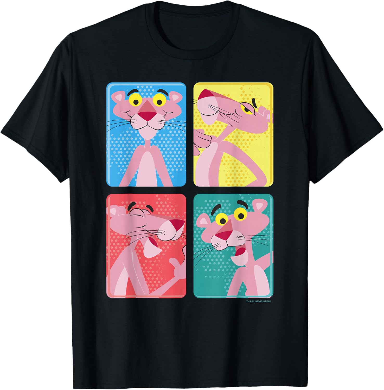 Pink Panther Colorful Portrait Pose Panels T-Shirt - T-Shirt | Black