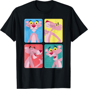 Pink Panther Colorful Portrait Pose Panels T-Shirt - T-Shirt | Black
