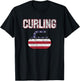 USA American Flag Curling Men Women T-Shirt - T-Shirt | Black