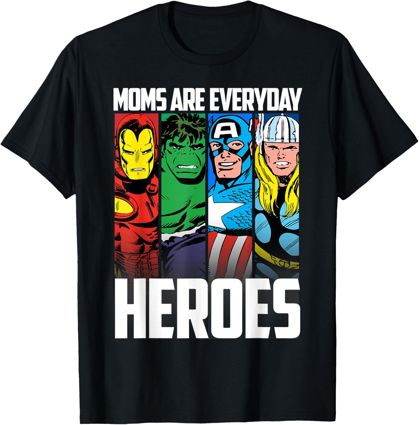 Marvel Avengers Classic Mother's Day Mom are Everyday Heroes T-Shirt - T-Shirt | Black