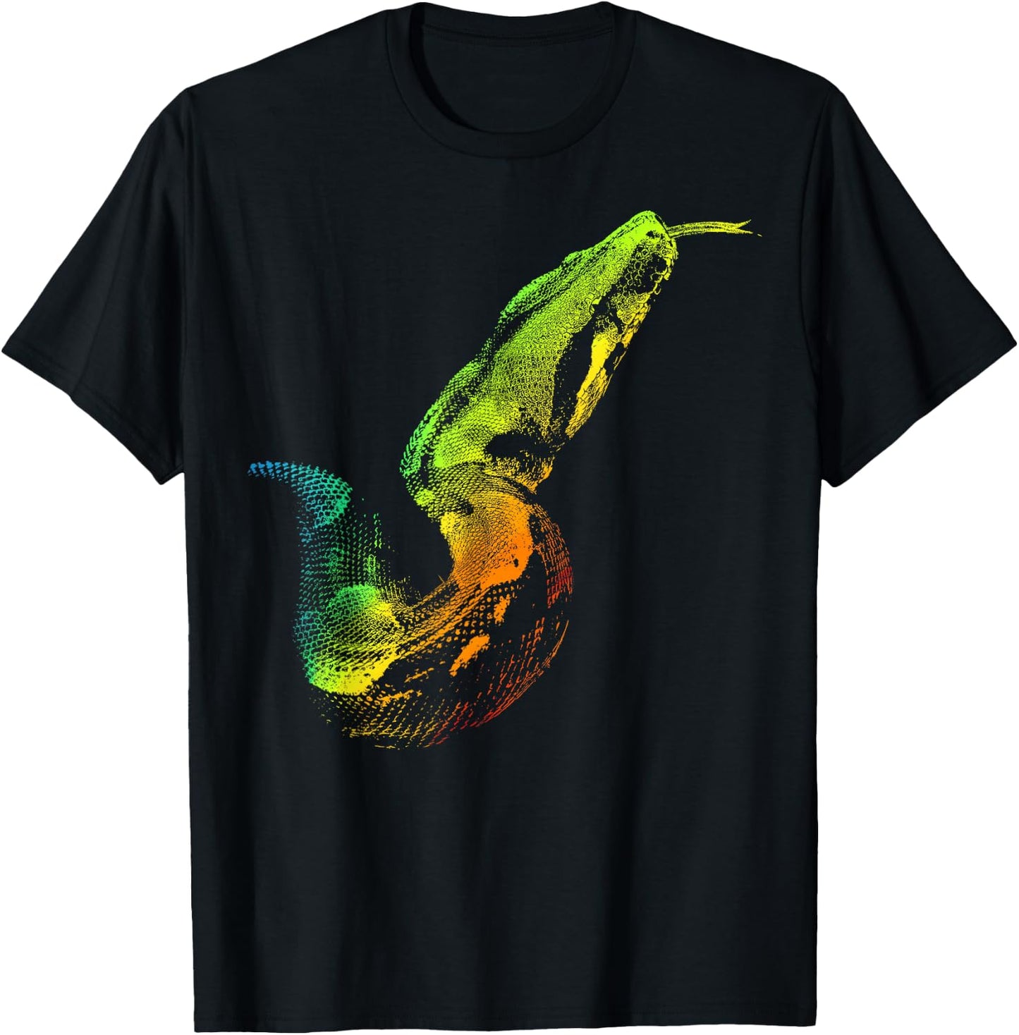 BOA CONSTRICTOR Colorful Rainbow Retro T-Shirt - T-Shirt | Black