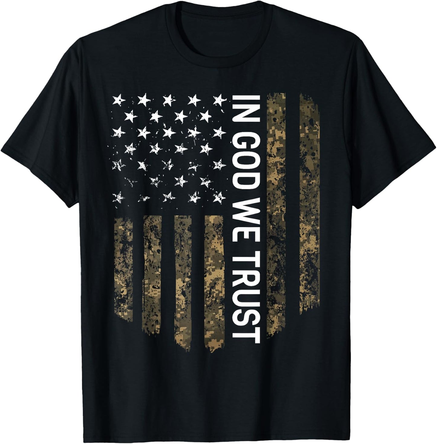 Patriotic American Flag Camo In God We Trust USA Patriot T-Shirt - T-Shirt | Black