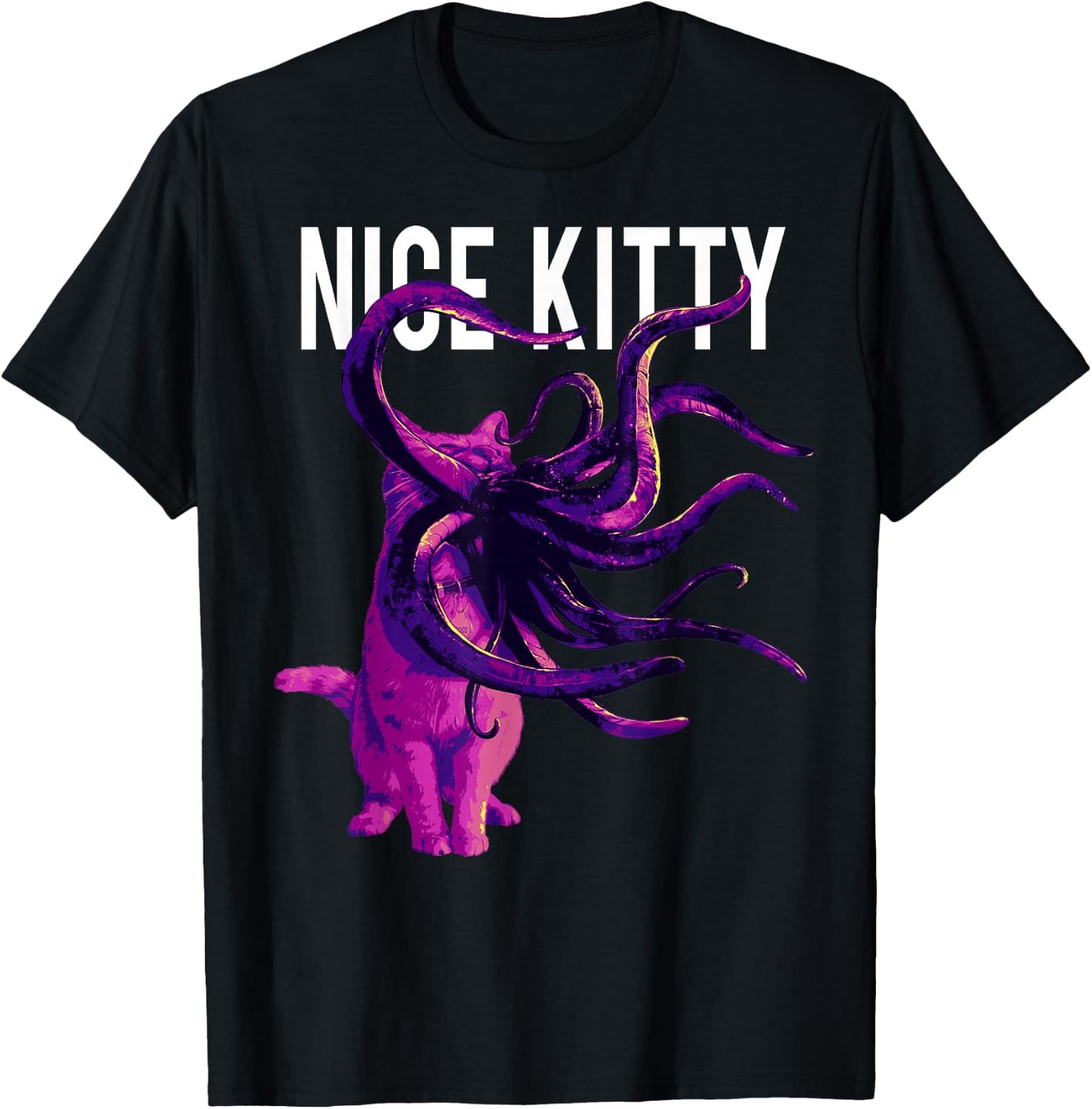 Captain Marvel Goose Nice Kitty Tentacle Neon Portrait T-Shirt - T-Shirt | Black