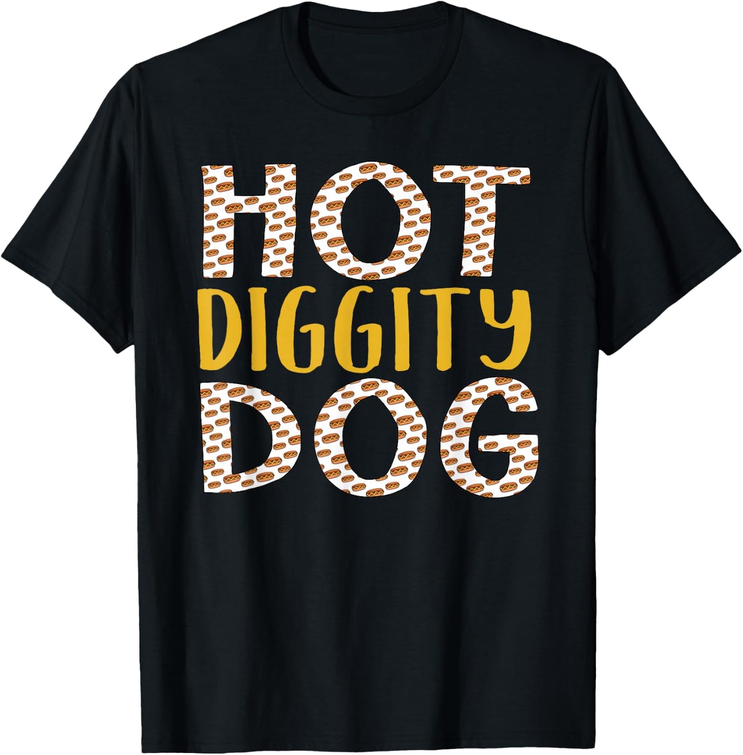 Hot Diggity Dog Fun Graphic for Hot Dog Fans T-Shirt - T-Shirt | Black