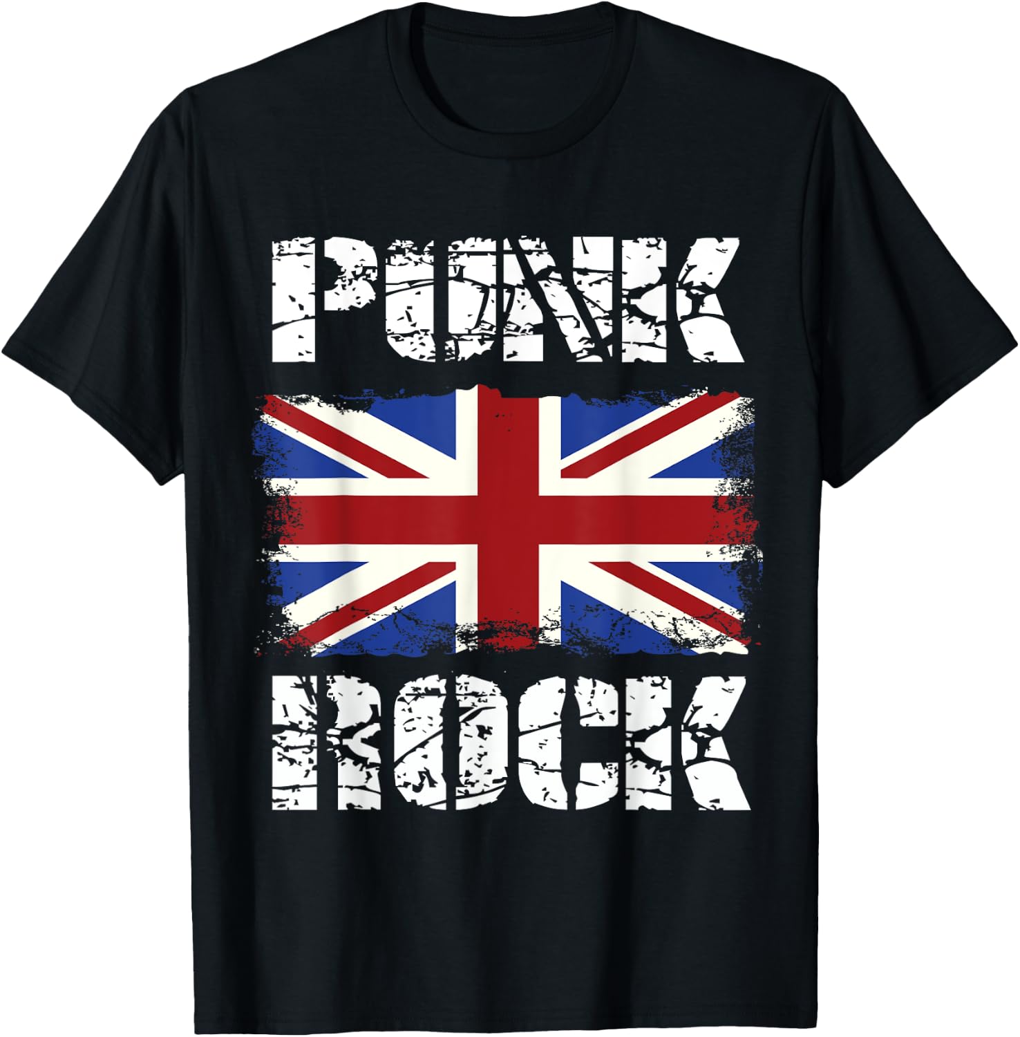 Punk Rock Vintage UK Flag Concert Music British T-Shirt - T-Shirt | Black