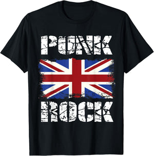 Punk Rock Vintage UK Flag Concert Music British T-Shirt - T-Shirt | Black
