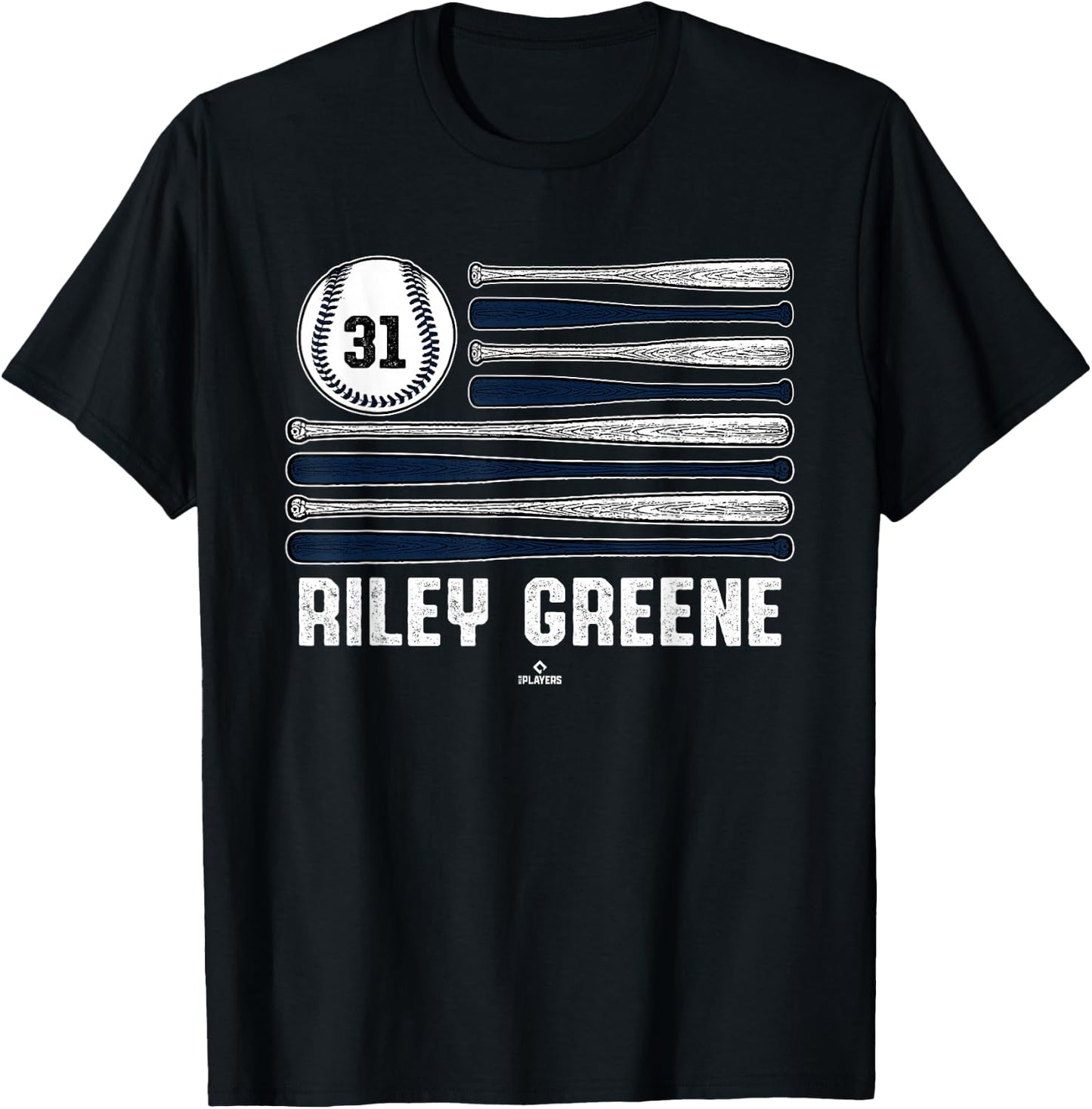 Baseball American Flag Riley Greene Detroit Baseball MLBPA T-Shirt - T-Shirt | Black