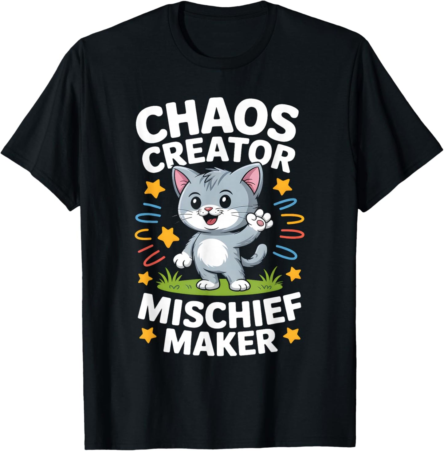 Funny Kitten Cat Kids Get Into Mischief Children Boys Girl T-Shirt - T-Shirt | Black