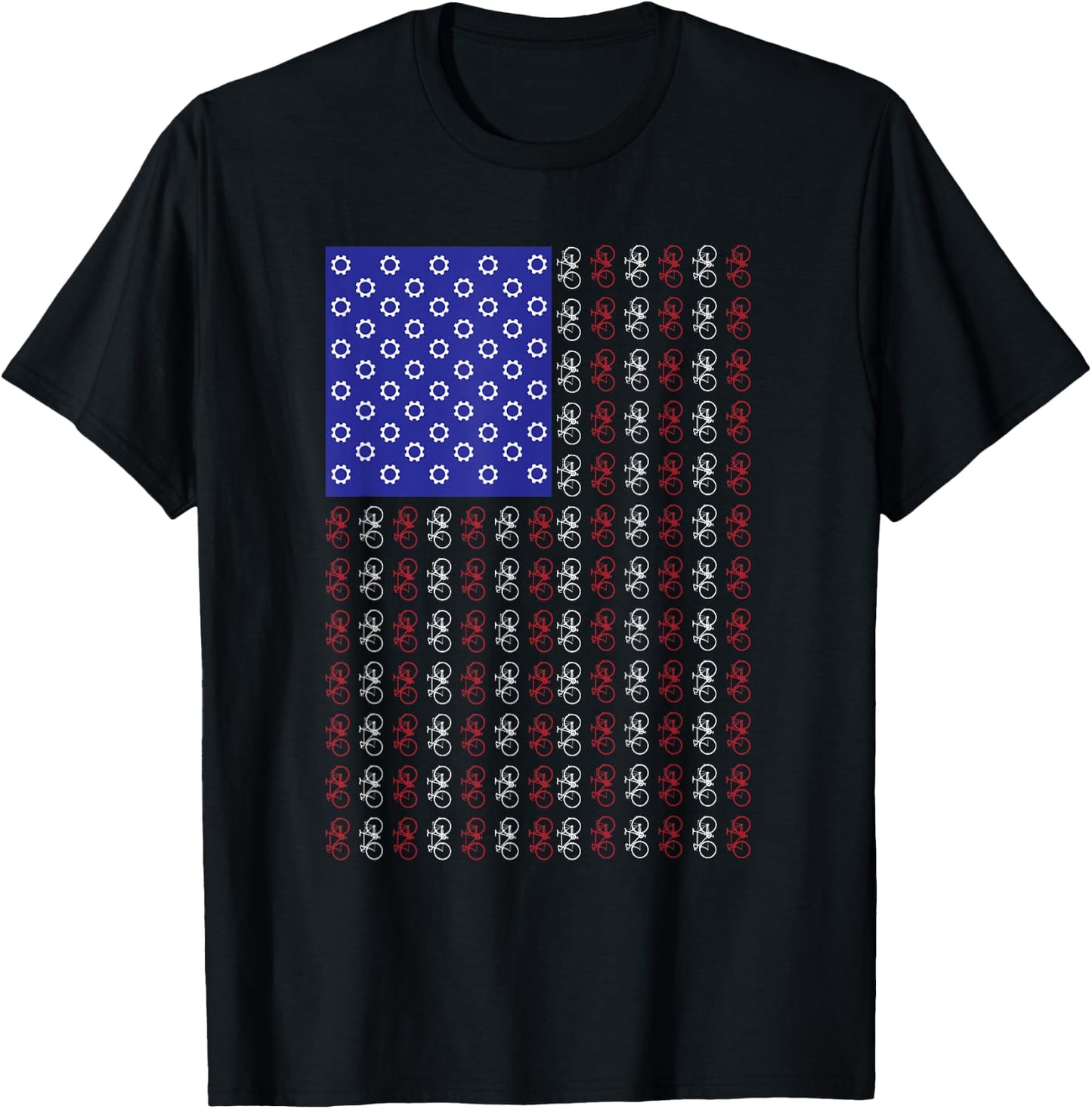 American Flag Cycling Biking Bicycles Riding USA Kids Men T-Shirt - T-Shirt | Black