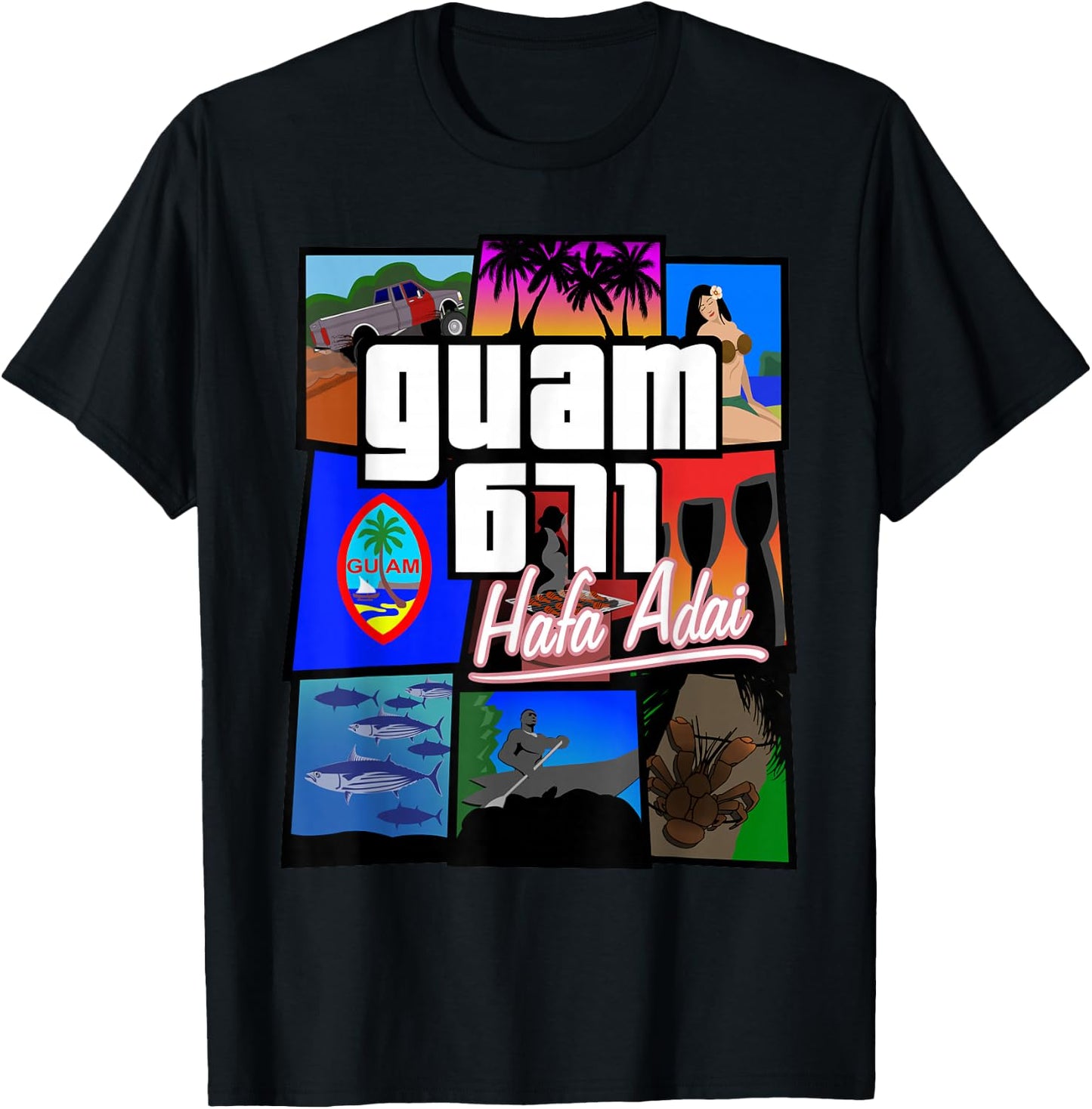 Guam 671 Hafa Adai Guam Life Shirt T-Shirt - T-Shirt | Black